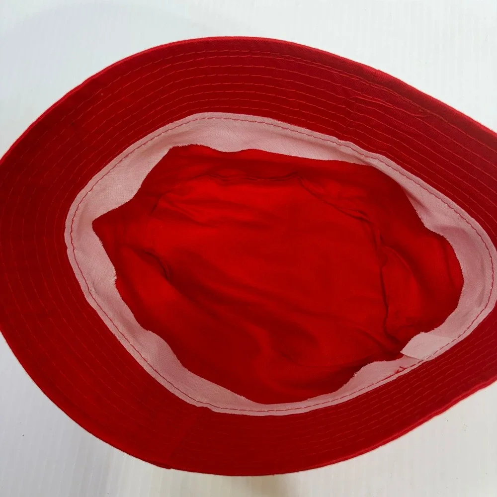 Red Bucket Hat Womens Solid Cotton Blend Sun Fisherman Summer Beach Travel Cap